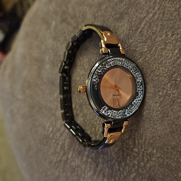 RUMOURS Gunmetal Rose Goldtone Floating Crystal Link Watch - Picture 5 of 6